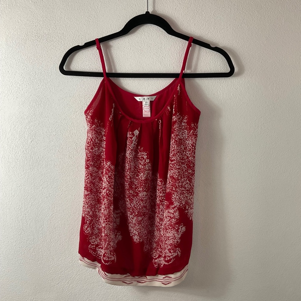 CABI Women's Red Sleeveless Spaghetti Strap Cami Tank Top Sz XS Style #162 - Picture 2 of 5